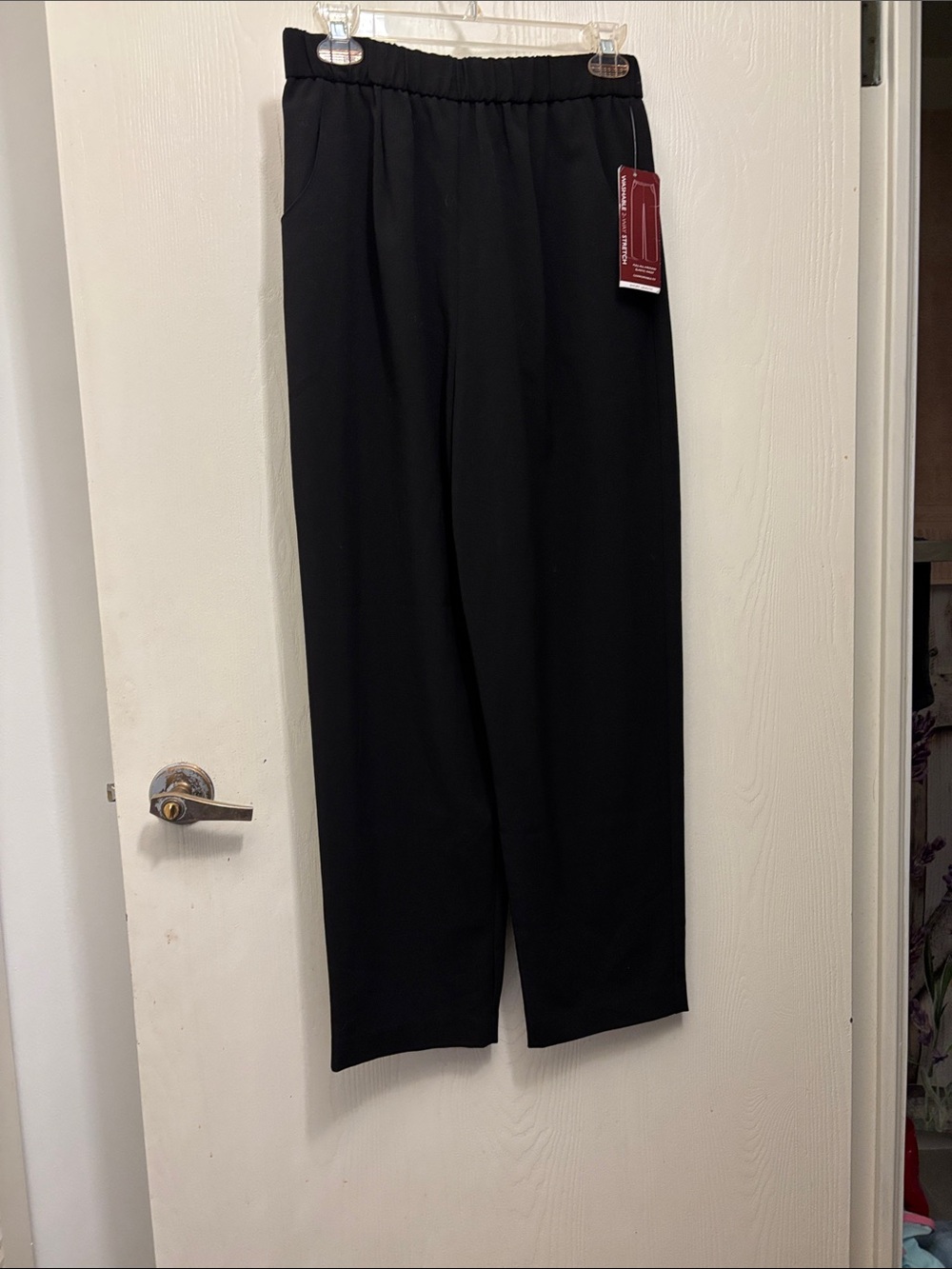 JM Collection Black Elastic-Waist Straight Trousers